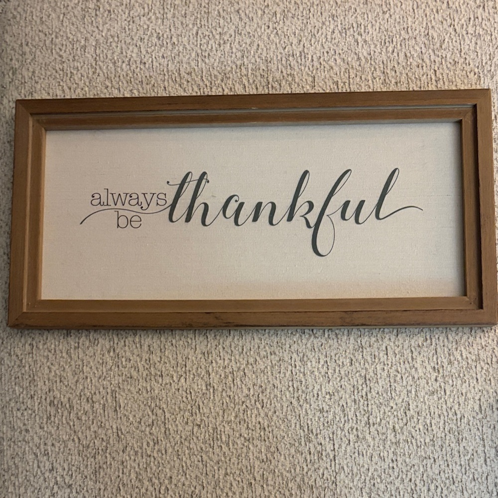 Wooden Framed Thankful Wall Art
